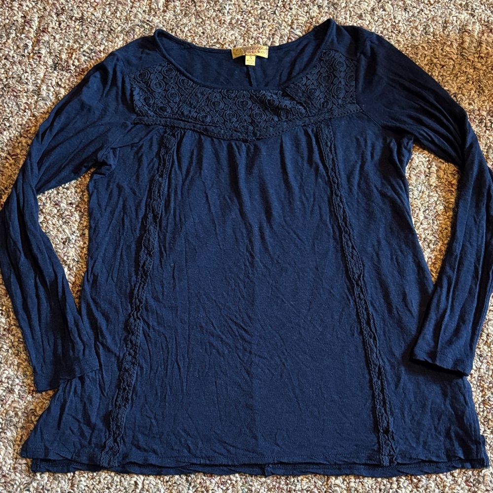 Princess Bear Wang navy long sleeve shirt Detailed top